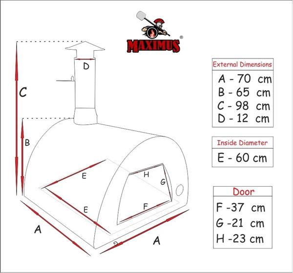 MAXIMUS MOBILE PIZZA OVEN RED DIMENSIONS - Authentic Pizza Ovens Australia