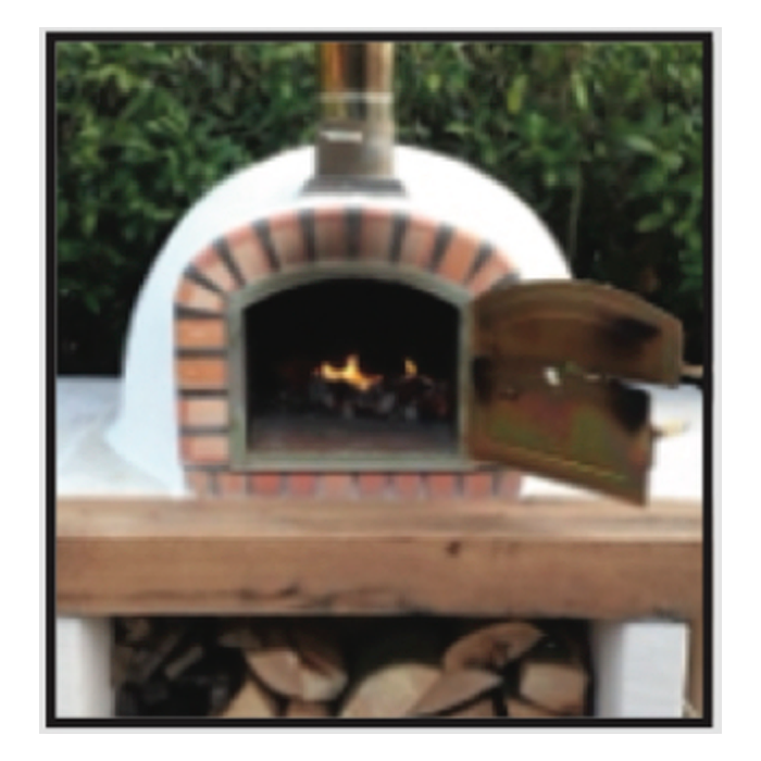 Completed outdoor pizza oven installation on a finished supporting base