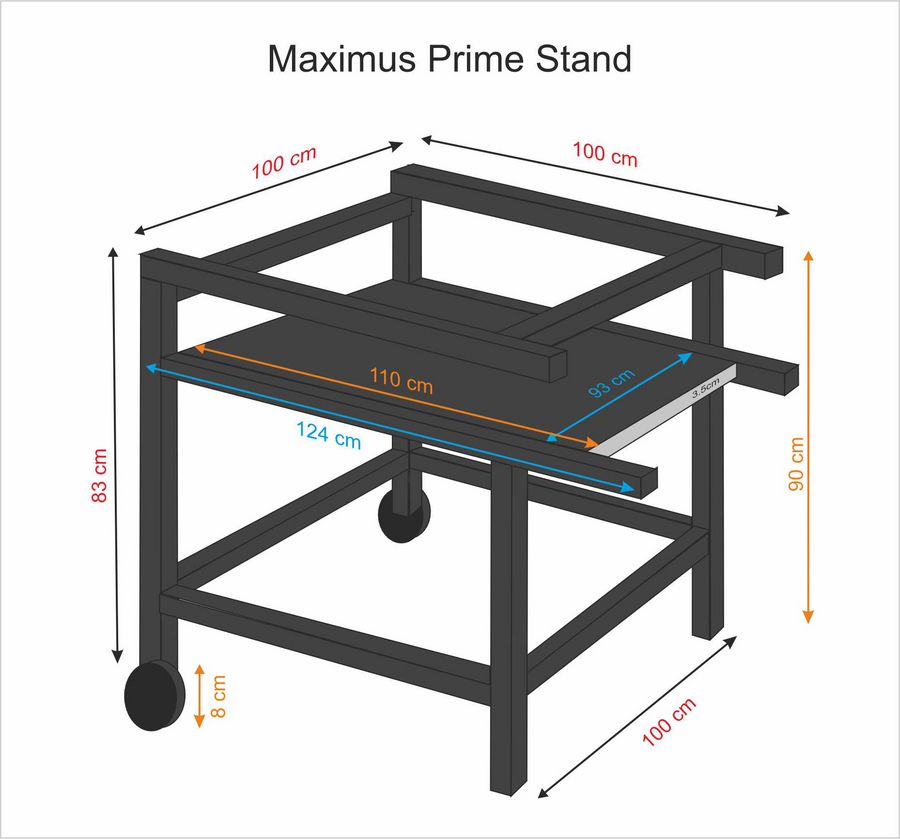 PRIME PIZZA OVEN STAND WITH WHEELS
